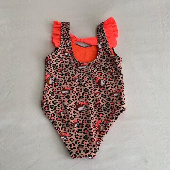 Buc-ees Leopard Animal Print Swimsuit Size 2T One Piece Ruffle Sleeve - Picture 5 of 7